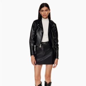 Aritzia Black Faux Leather Moto Jacket